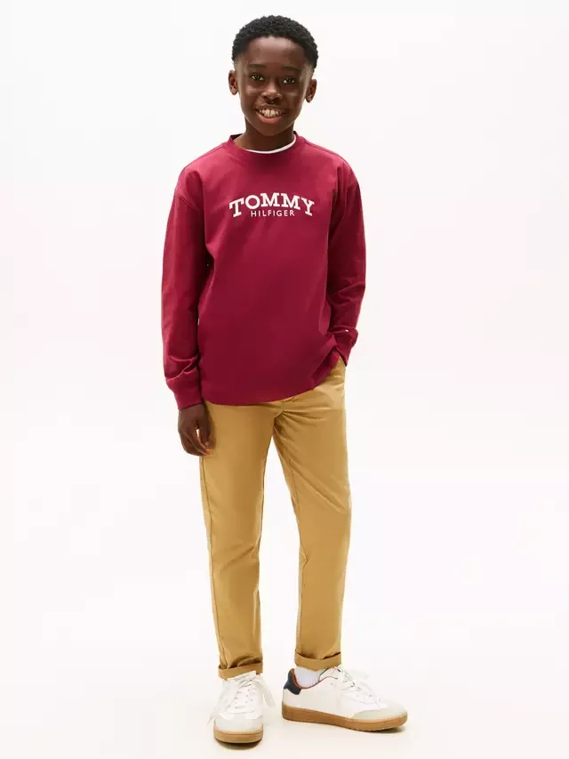 Детская футболка с длинными рукавами и логотипом Tommy Hilfiger, Rich Cherry — фото 4