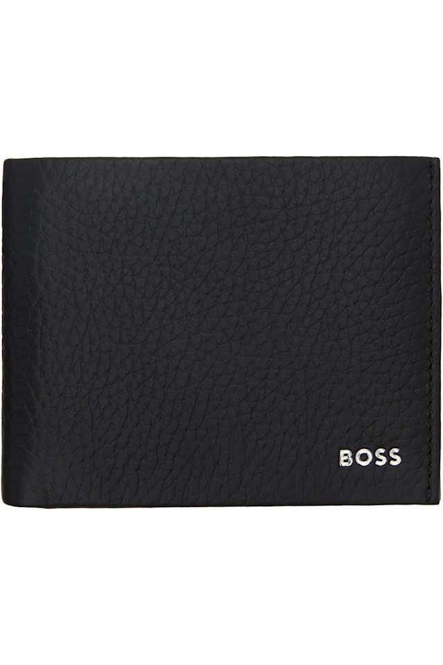

Кожаный кошелек с логотипом и надписью Boss, черный