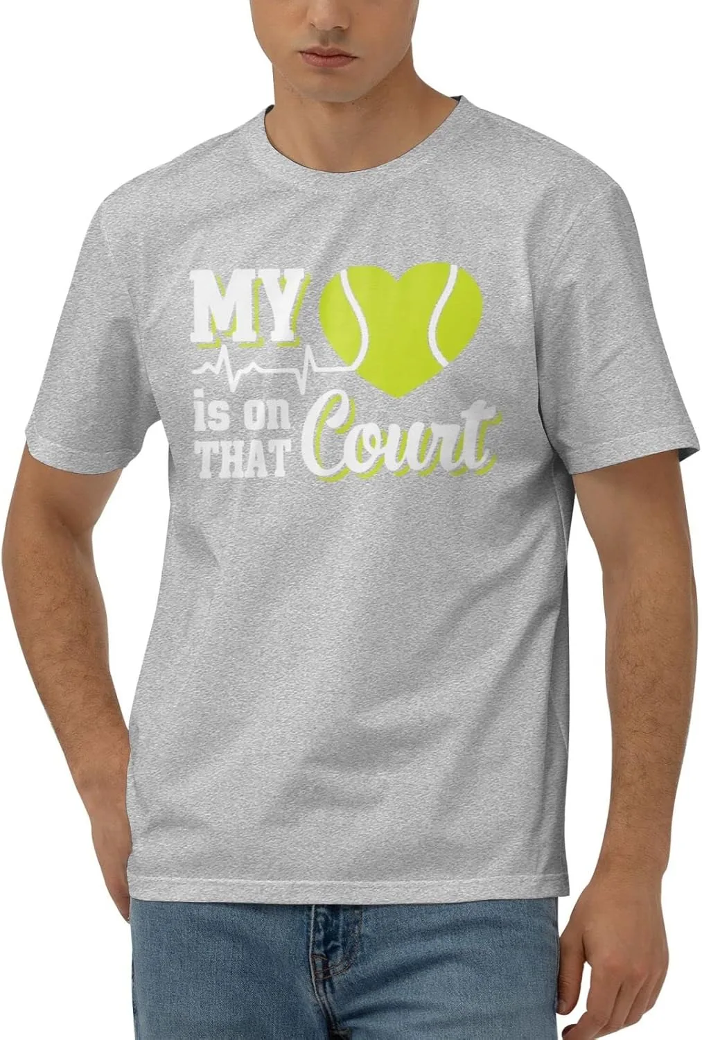 

Футболка My Heart is On That Court мужская с коротким рукавом, хлопковая, для тенниса и тренировок, черная JYEXSEIZ