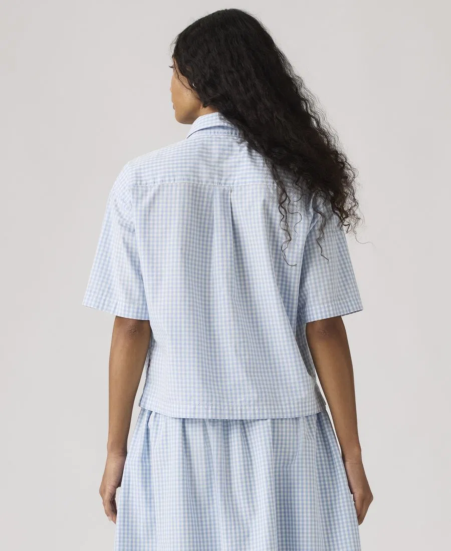 Женская укороченная хлопковая футболка с коротким рукавом Harlie от Premium Women's Novelty Levi's, Shelly Check Glacier Lake Cloud Dancer — фото 4