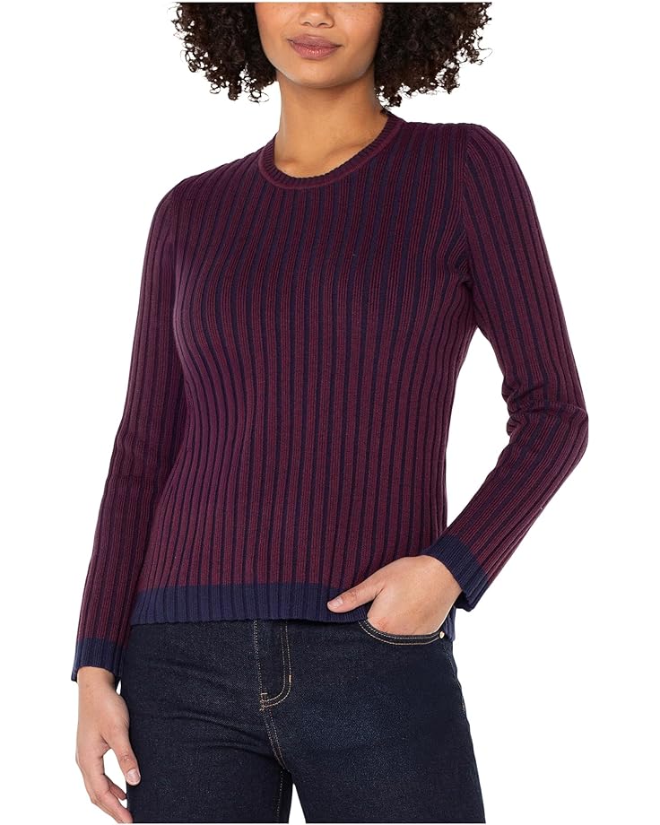 

Женский свитер Liverpool Los Angeles с длинным рукавом и круглым воротником, Cabernet Red/Navy