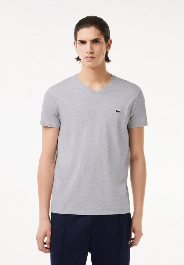Футболка Lacoste V-образный вырез, Меланж, светло-серый