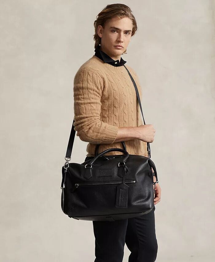 

Мужская дорожная сумка из шагреневой кожи Polo Ralph Lauren, черный