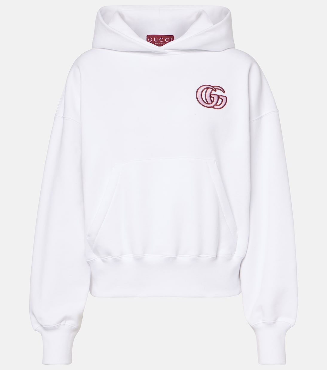 

GG вышитый хлопковый джерси худи Gucci, White/Mix