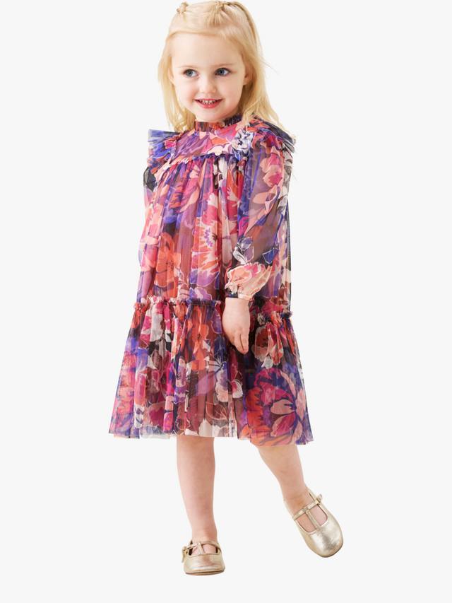 

Детское платье с длинными рукавами и цветочным принтом Angel & Rocket, Multi