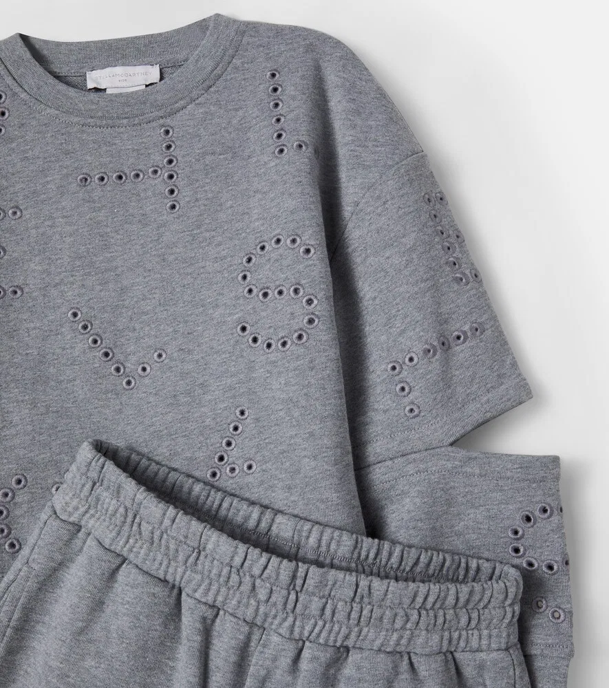 Спортивный костюм из хлопкового флиса Stella McCartney Kids, серый — фото 3