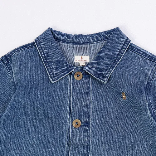 Джинсовая куртка-oversize ORGANICMOM из хлопка, синяя — фото 3