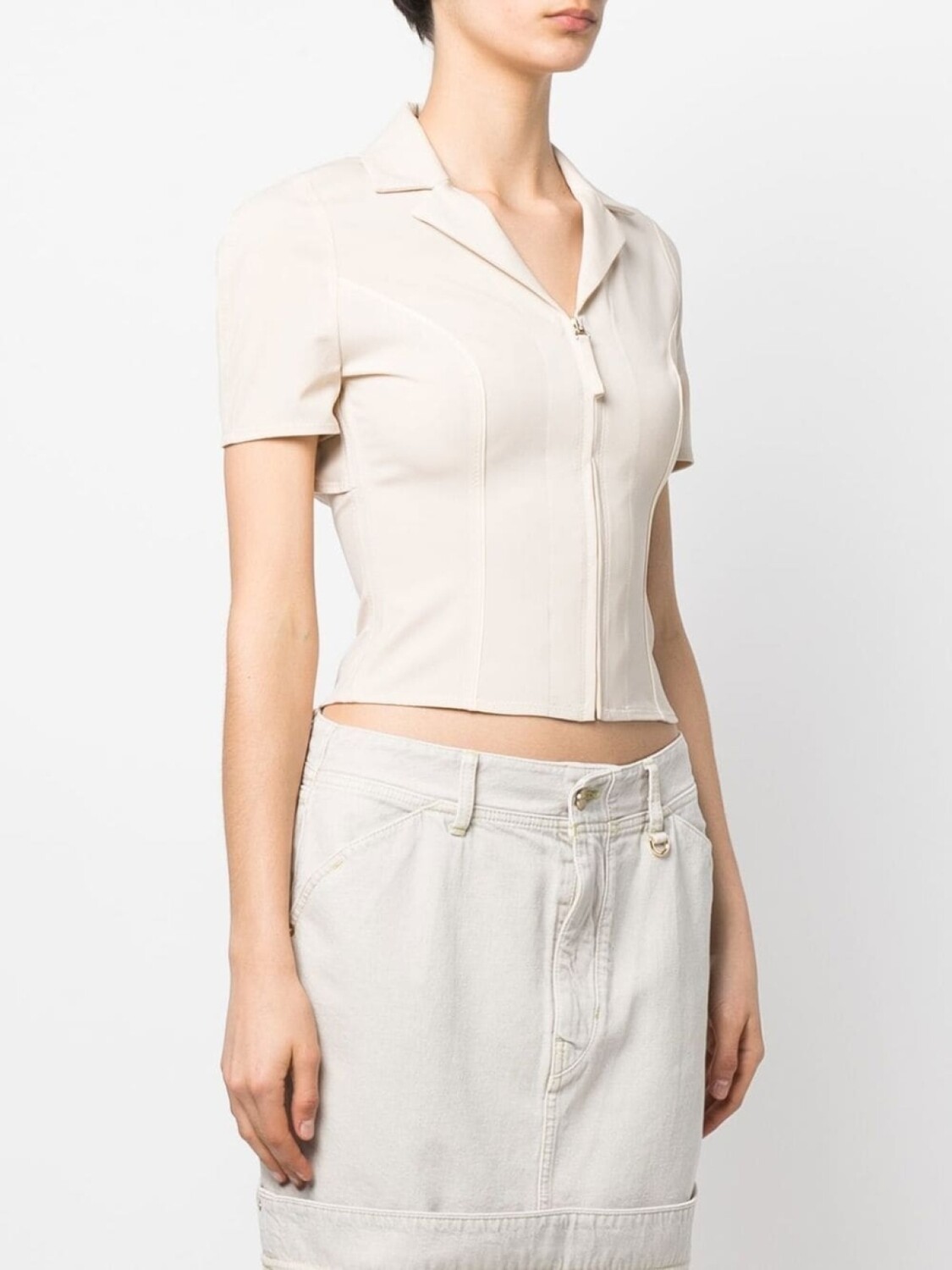 Jacquemus рубашка Tangelo на молнии, нейтральный цвет — фото 3