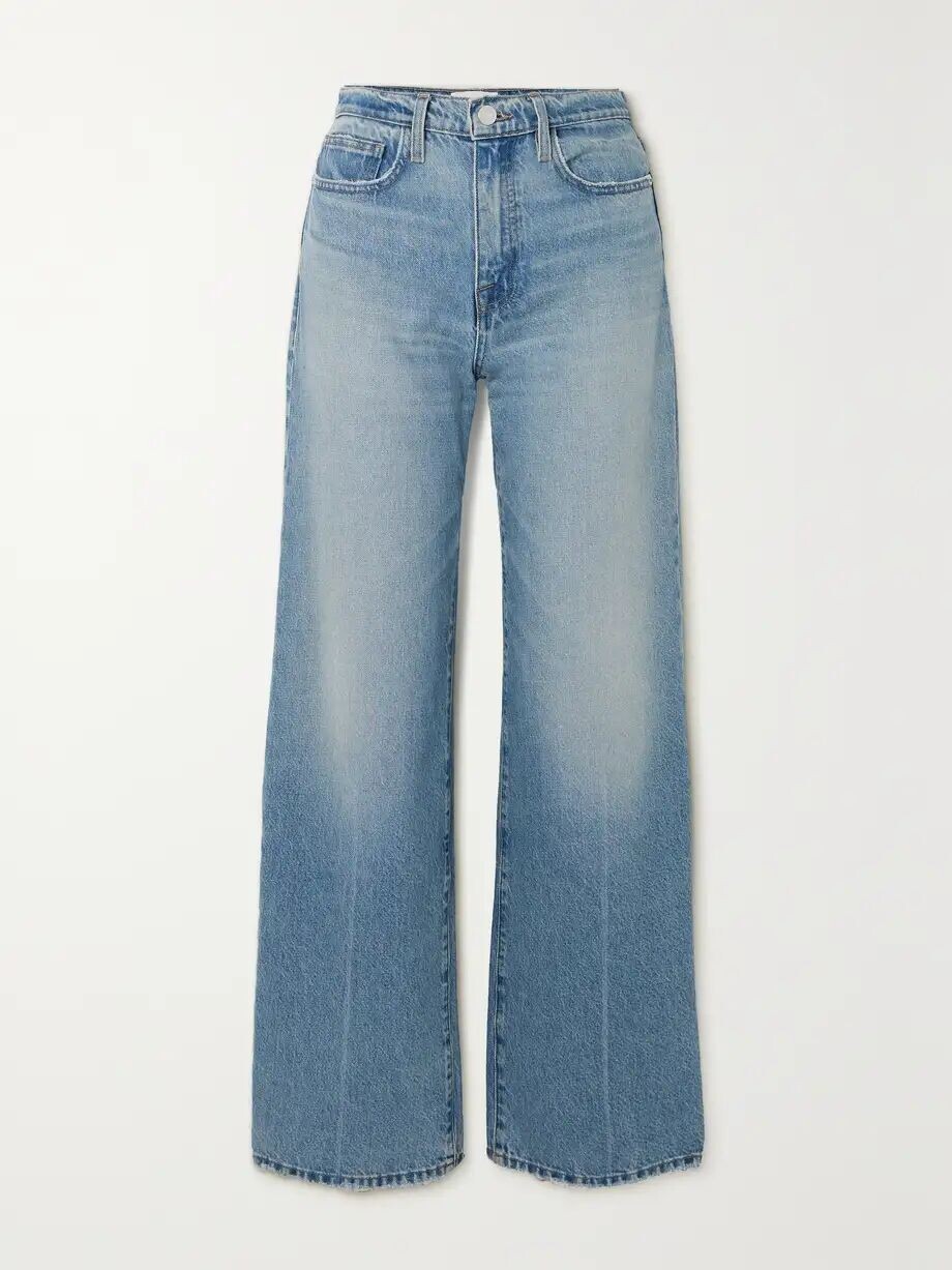 

Джинсы широкого кроя с высокой посадкой NET SUSTAIN Le Jane Frame, цвет Mid denim