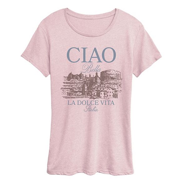 

Футболка женская Ciao Bella La Dolce Vita Italia Licensed Character, Heather Pink