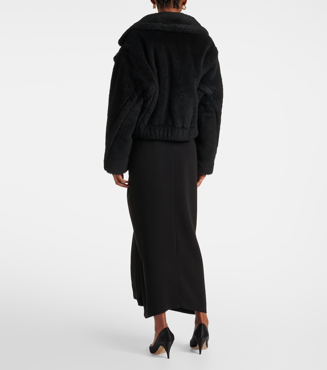 Пальто-тедди из альпаки, шерсти и шелка Oggeri Max Mara, Nero — фото 3