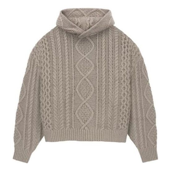 

Толстовка fw23 cable knit hoodie 'core heather' Fear Of God Essentials, коричневый