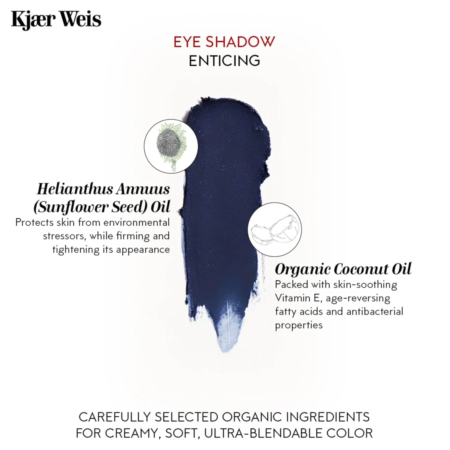 Тени для век Kjaer Weis Cream Eyeshadow, стойкие кремовые с металлическим золотым оттенком, органический состав Kjær Weis, Enticing — фото 3