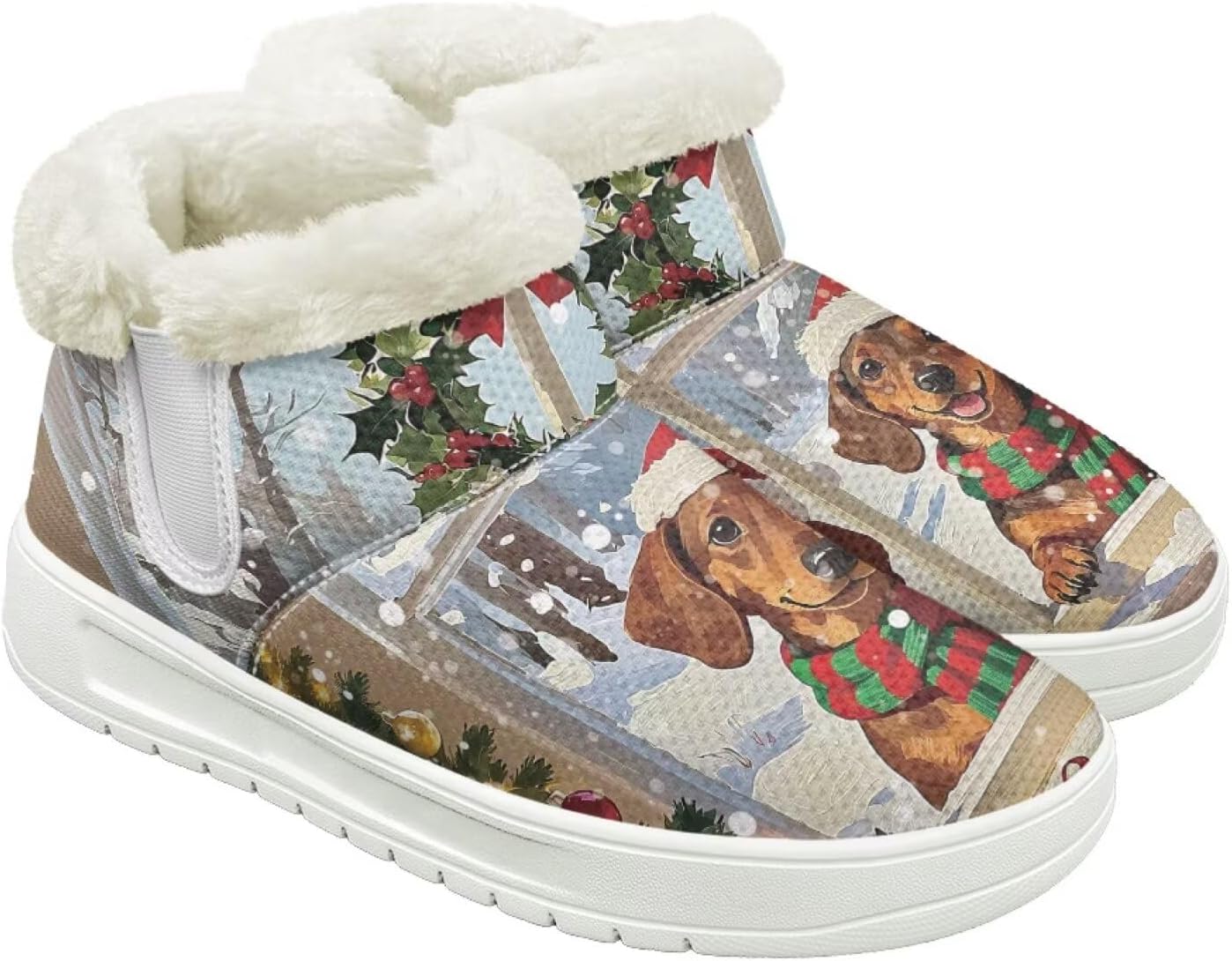 

Qoiuvncy Мужские утепленные зимние ботинки-слипоны с меховой подкладкой, теплые мягкие зимние ботинки, белая подошва