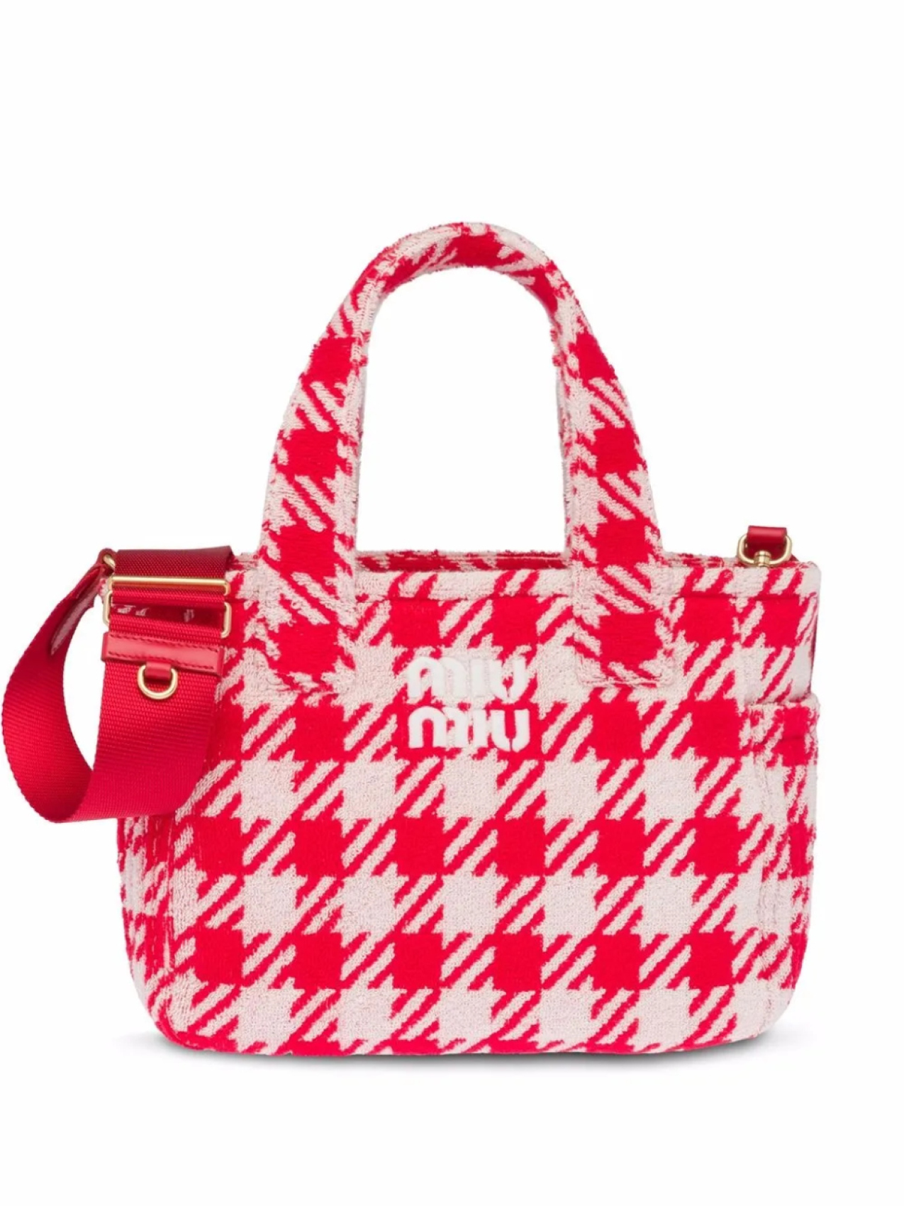 

Miu Miu махровая сумка в клетку, красный