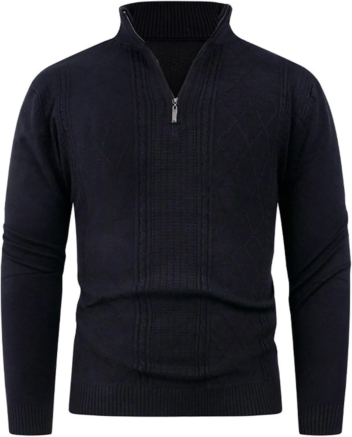 Свитер-полузип мужской с длинным рукавом, Casual, Slim Fit — фото 3