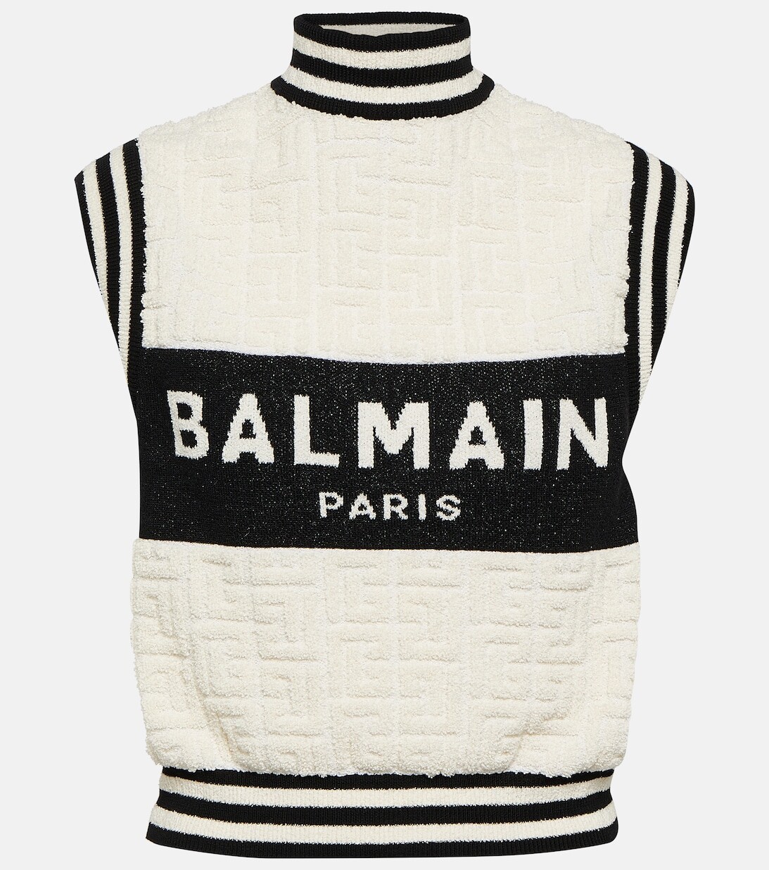 

Жаккардовый топ из букле с логотипом BALMAIN, белый