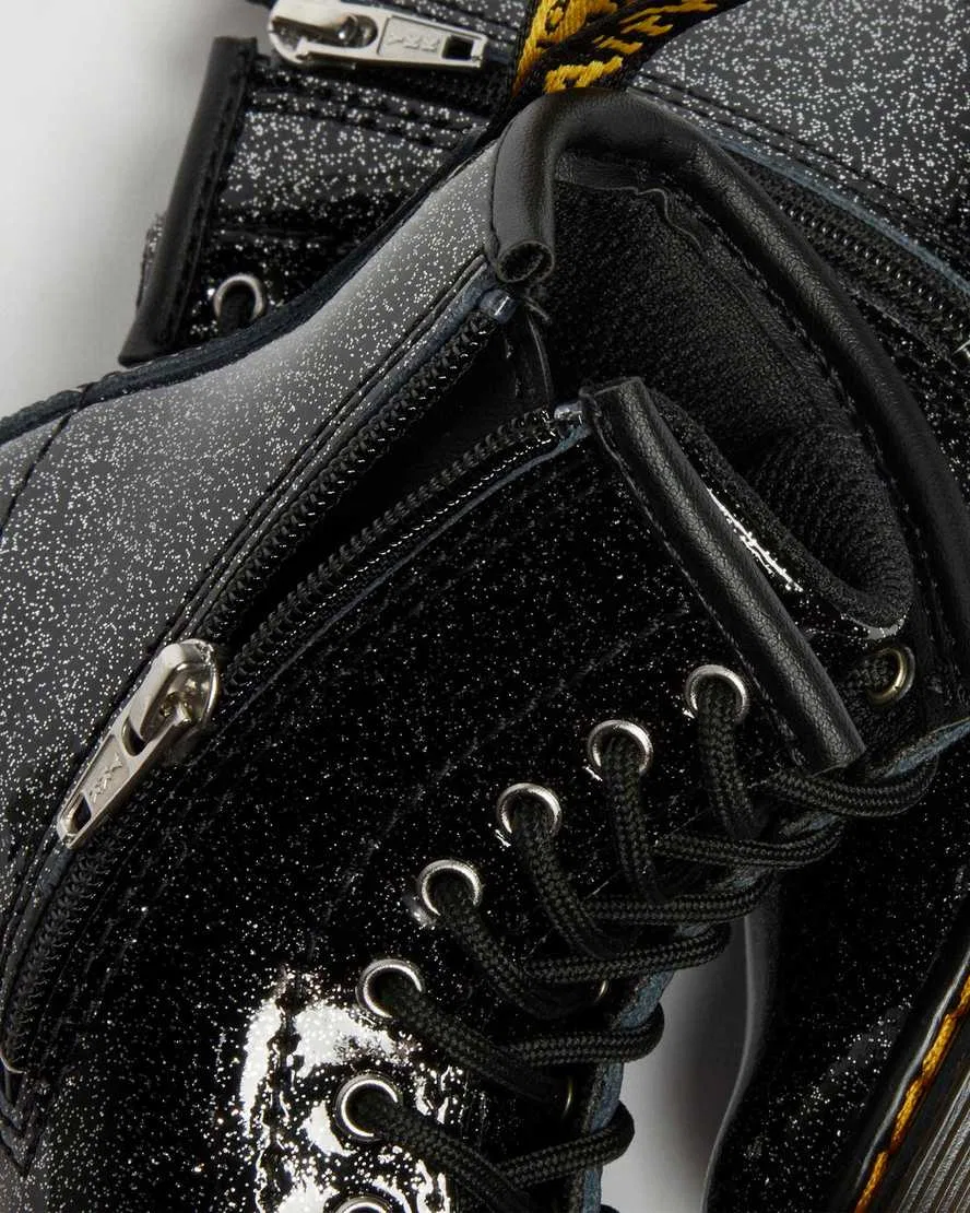 Детские лакированные ботинки TODDLER 1460 с блестками Dr Martens, черный — фото 3