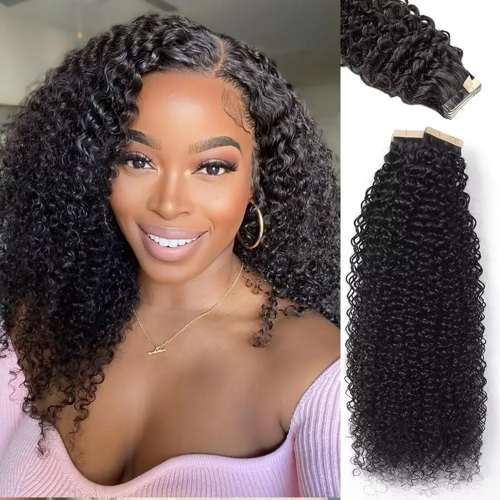 Накладные пряди на ленте из натуральных волос Kinky Curly от YDDM, 40 г Yddm, 1B#