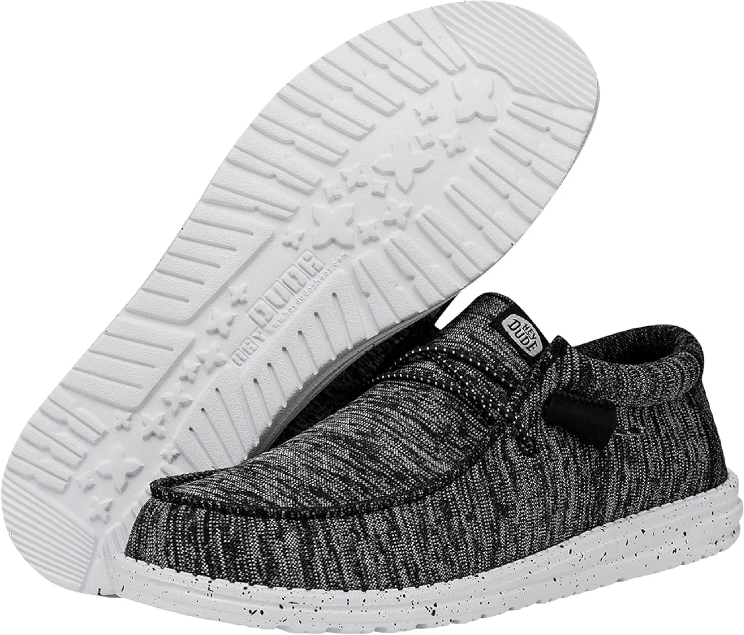 HEYDUDE - Мужские спортивные вязаные туфли Wally Sport - Слипоны - Мокасины, Black White — фото 4