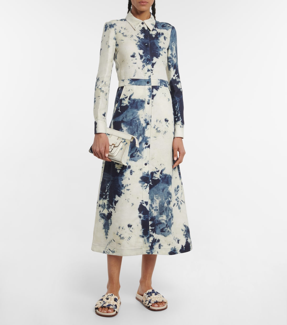 Плетеные шлепанцы Kacey с принтом тай-дай Chloé, Blue+White — фото 2