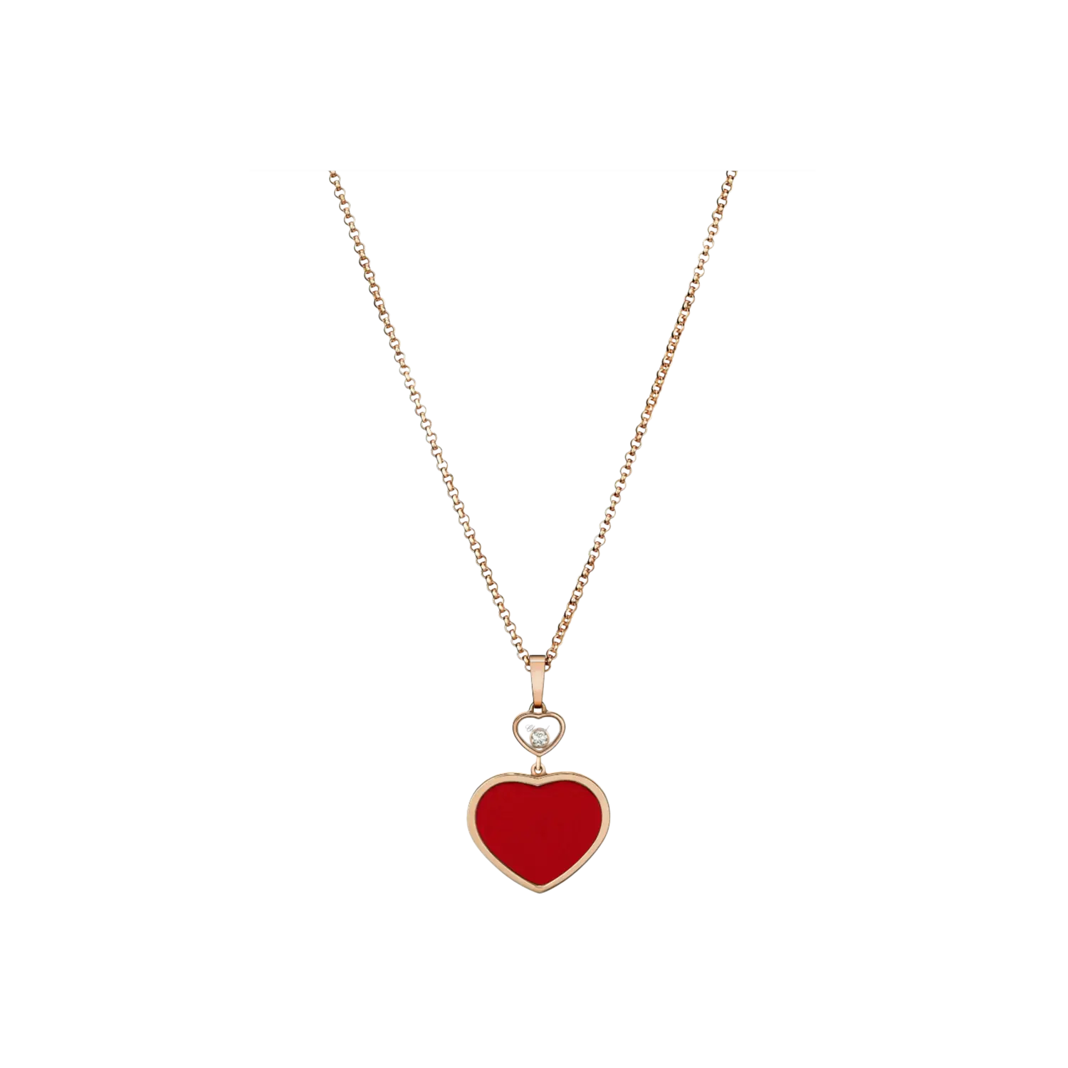 

Колье happy hearts из розового золота с бриллиантами и красными камнями Chopard
