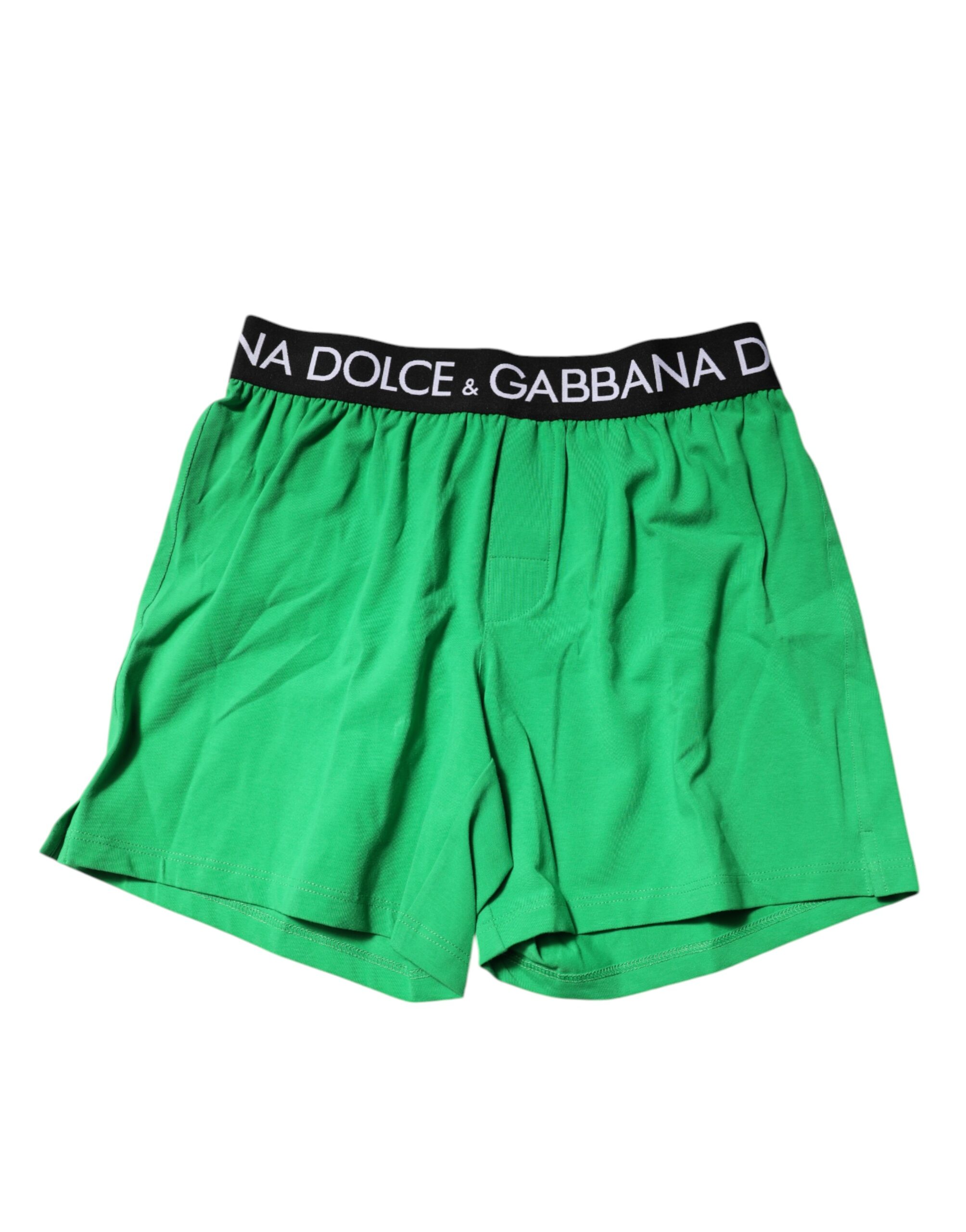 

Зеленые хлопковые шорты-боксеры, нижнее белье Dolce & Gabbana, зеленый