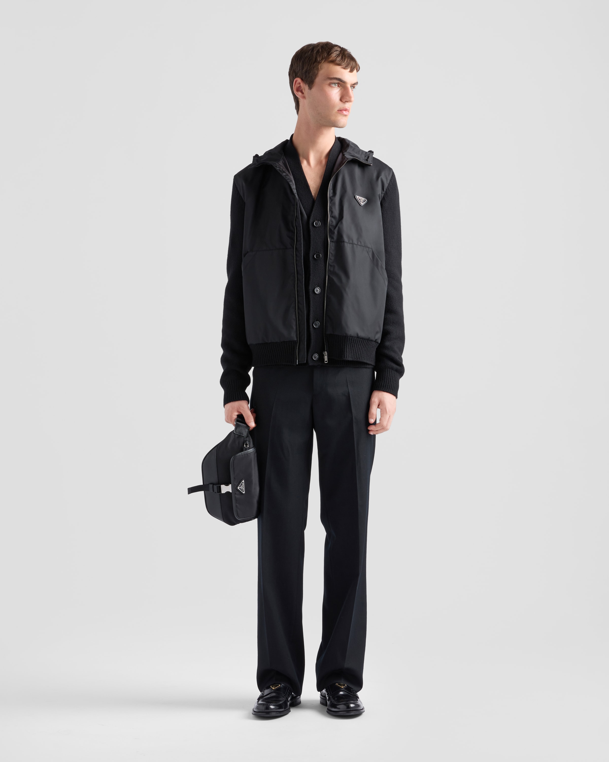 Кардиган из кашемира и шерсти Prada, черный — фото 2