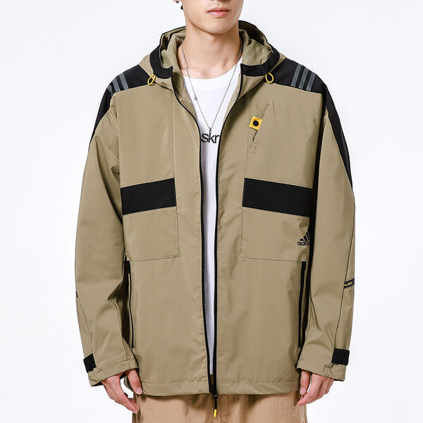 Куртка adidas Athleisure Casual Sports hooded Training Knit Jacket Khaki, хаки — фото 4