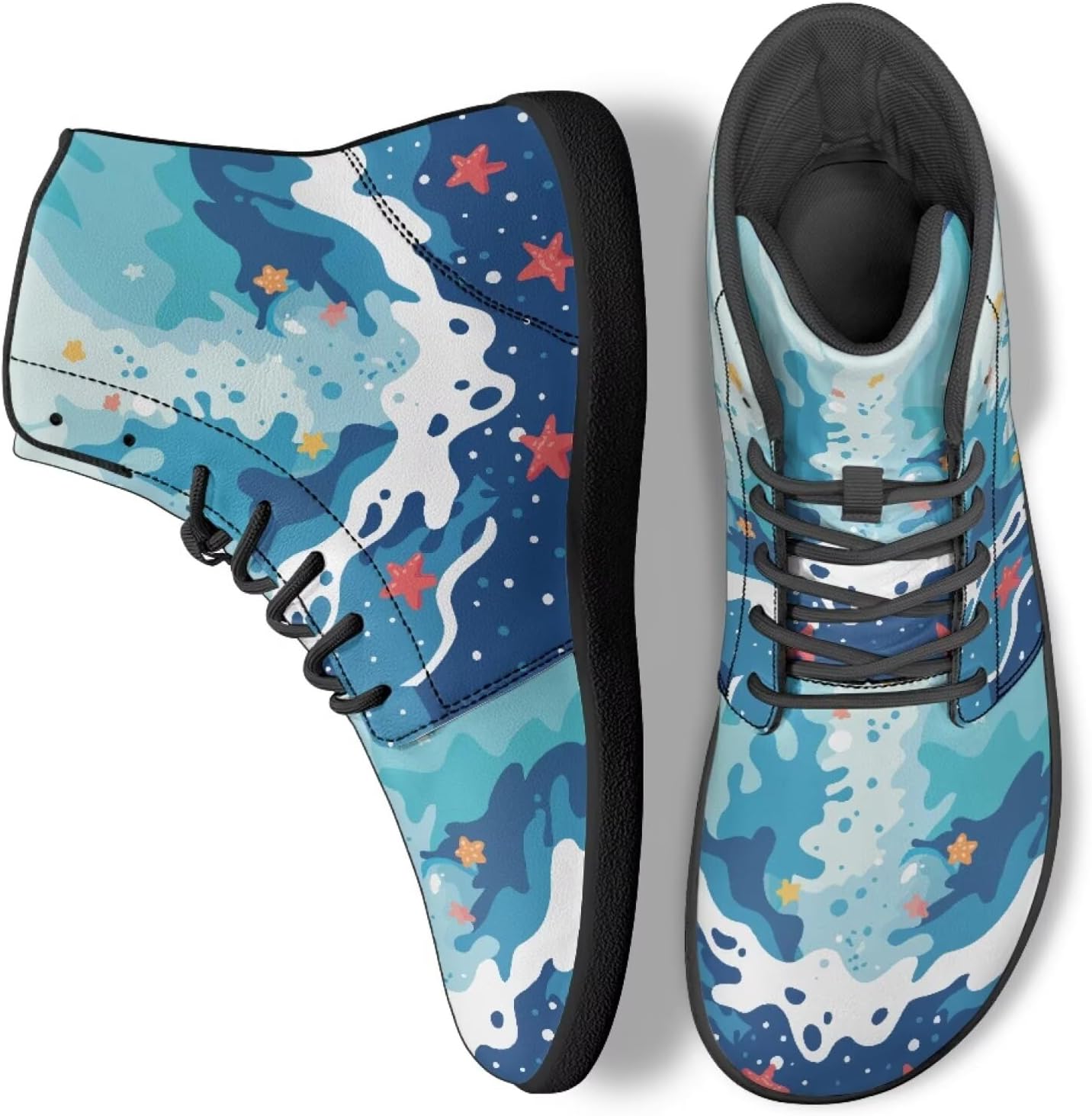 

Мужские и женские высокие кроссовки для ходьбы из ПУ-кожи, беговые спортивные кроссовки для улицы Ecaestolph, синий