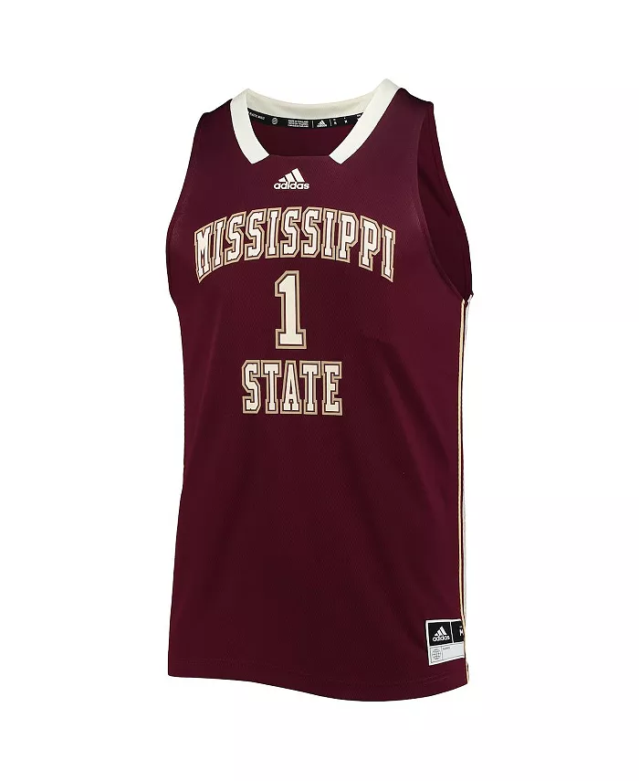 Мужская малиновая ретро-джерси Mississippi State Bulldogs #1 в обратном стиле adidas — фото 3