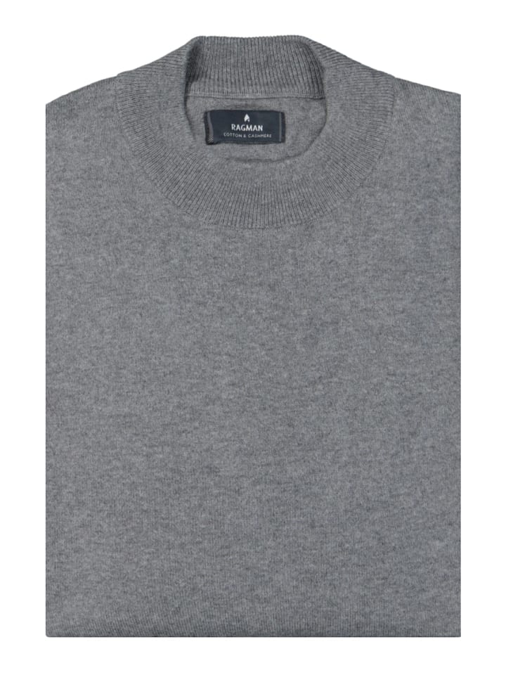 

Серый вязаный свитер с воротником-стойкой Ragman