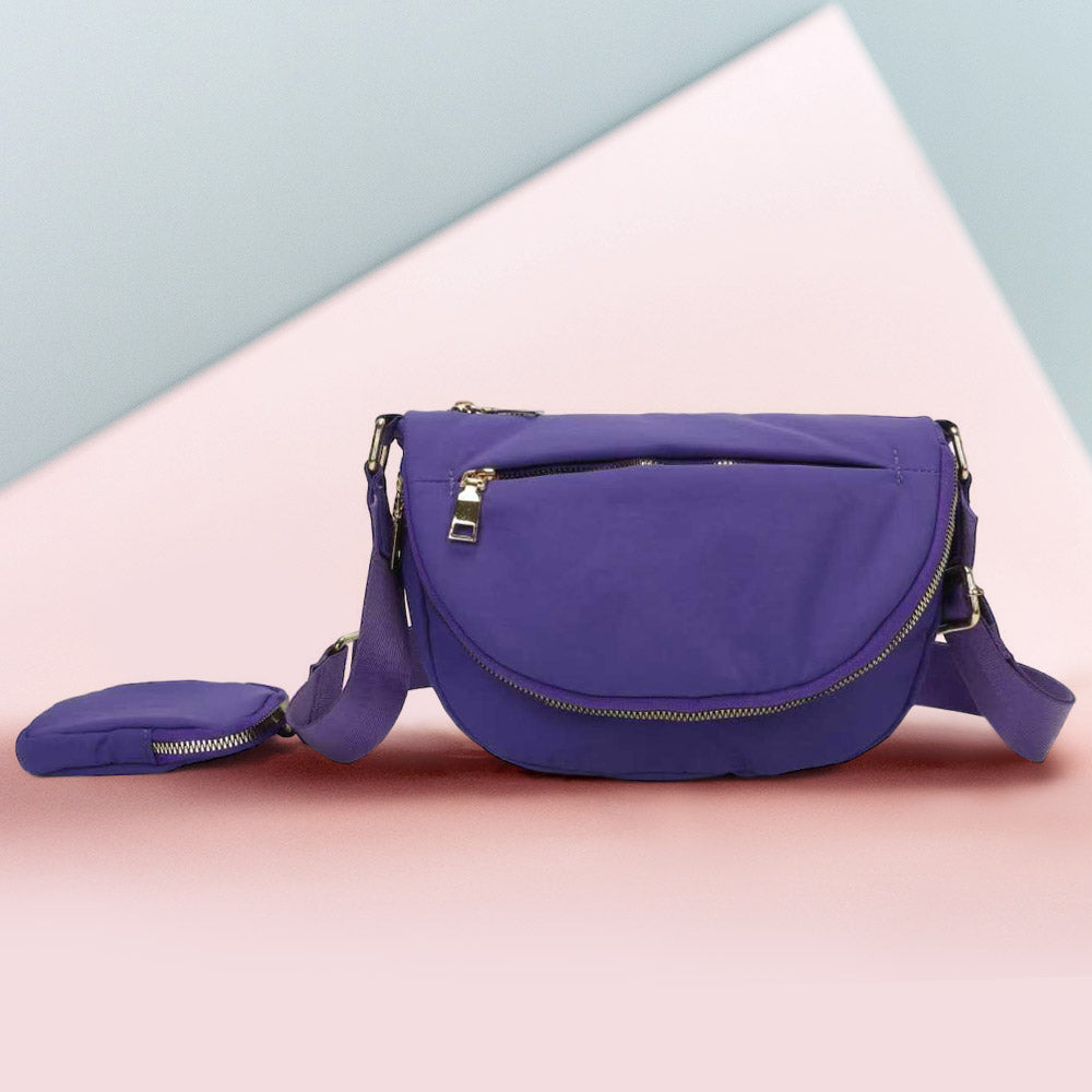 

Полукруглая сумка через плечо из цельного нейлона FASHNZFAB, фиолетовый