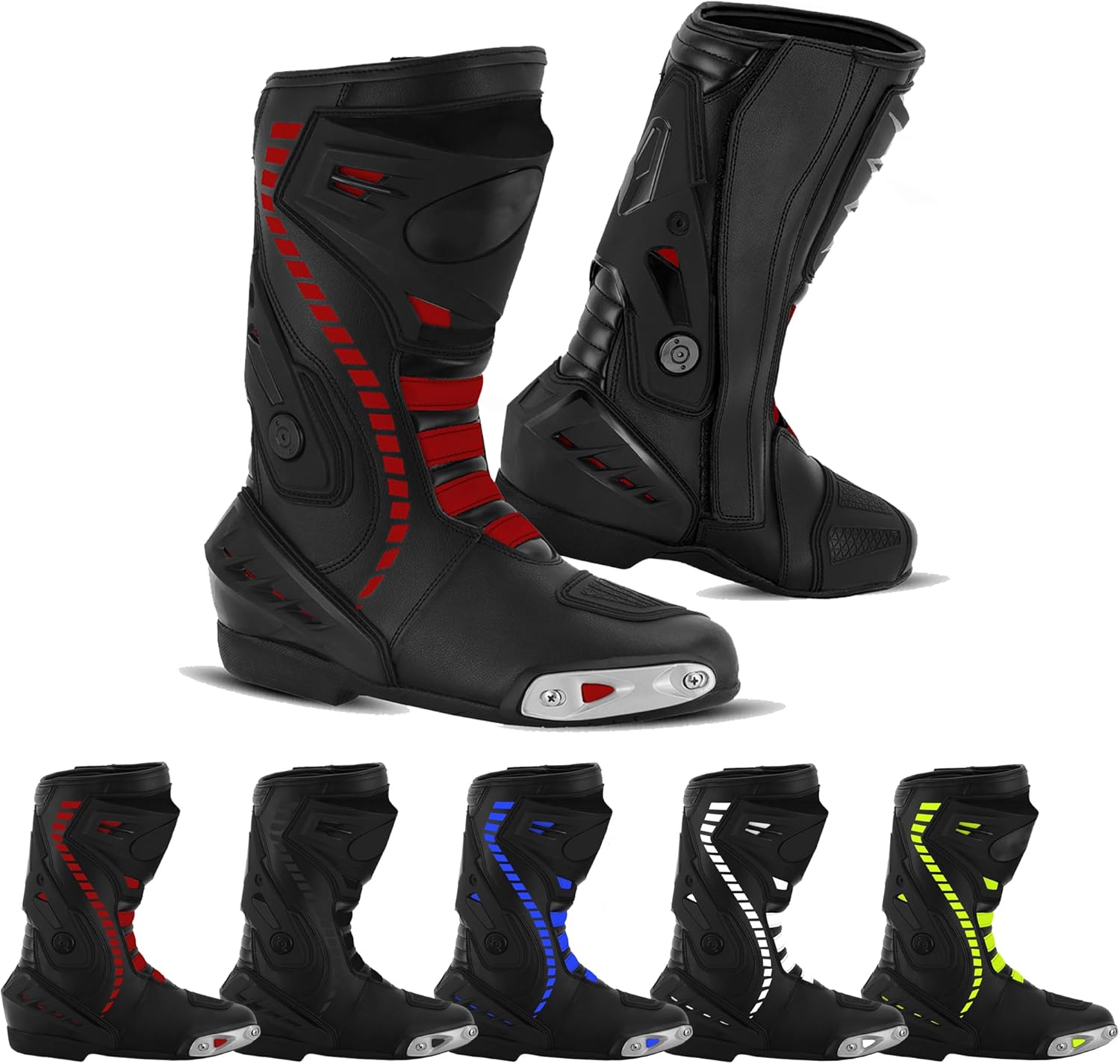 

Мужские мотоциклетные ботинки до щиколотки Водонепроницаемые кожаные гоночные ботинки Нескользящая подошва Мотокросс Длинные водонепроницаемые ботинки Hive Moto, красный