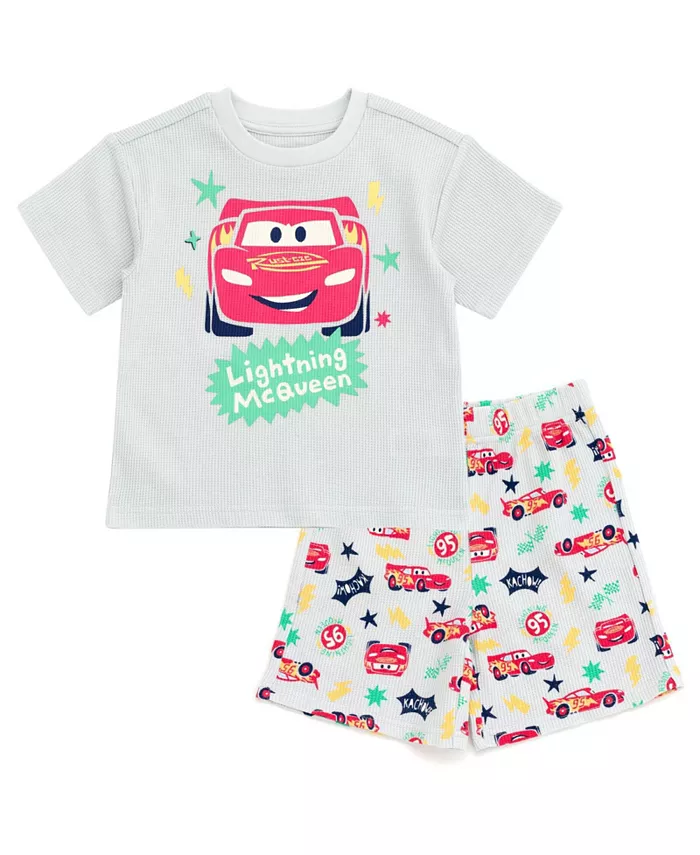 

Комплект одежды для мальчиков Disney Mickey Mouse: футболка и шорты из вафельной ткани Cars, серый