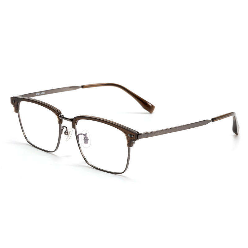 

Police Титановые очки квадратной формы унисекс золотые, VPLR41K-0568/Light Gunmetal+Transparent Earth Tone