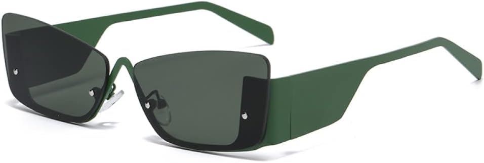 

Солнцезащитные очки без оправы, прямоугольной формы, для женщин и мужчин, маленькие солнцезащитные очки для женщин и мужчин в стиле панк, защита от ультрафиолета UV400 LANGSER, Green Black