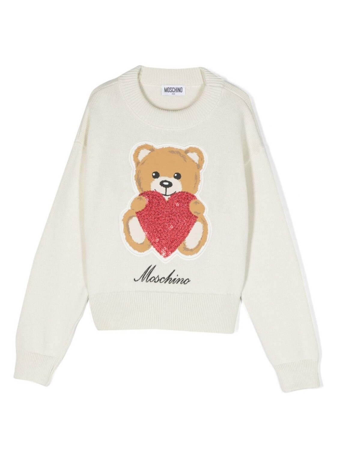 

Moschino Kids джемпер вязки интарсия с логотипом, белый