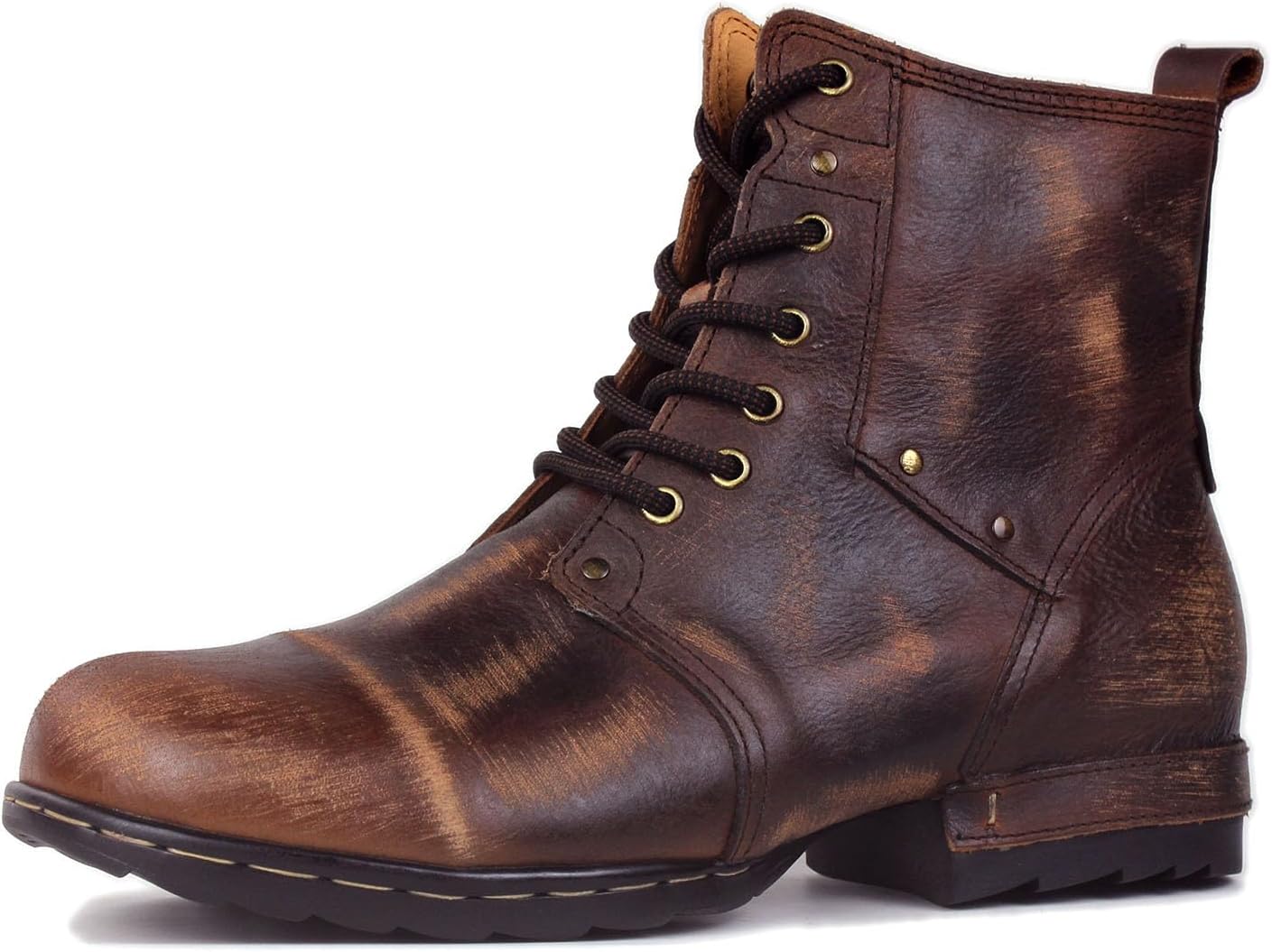 

Мужские винтажные коричневые мото-ботинки OSSTONE, модные шнурованные кожаные ретро-кукха ботинки, повседневная обувь OS-6015-6-Vintage-US-R