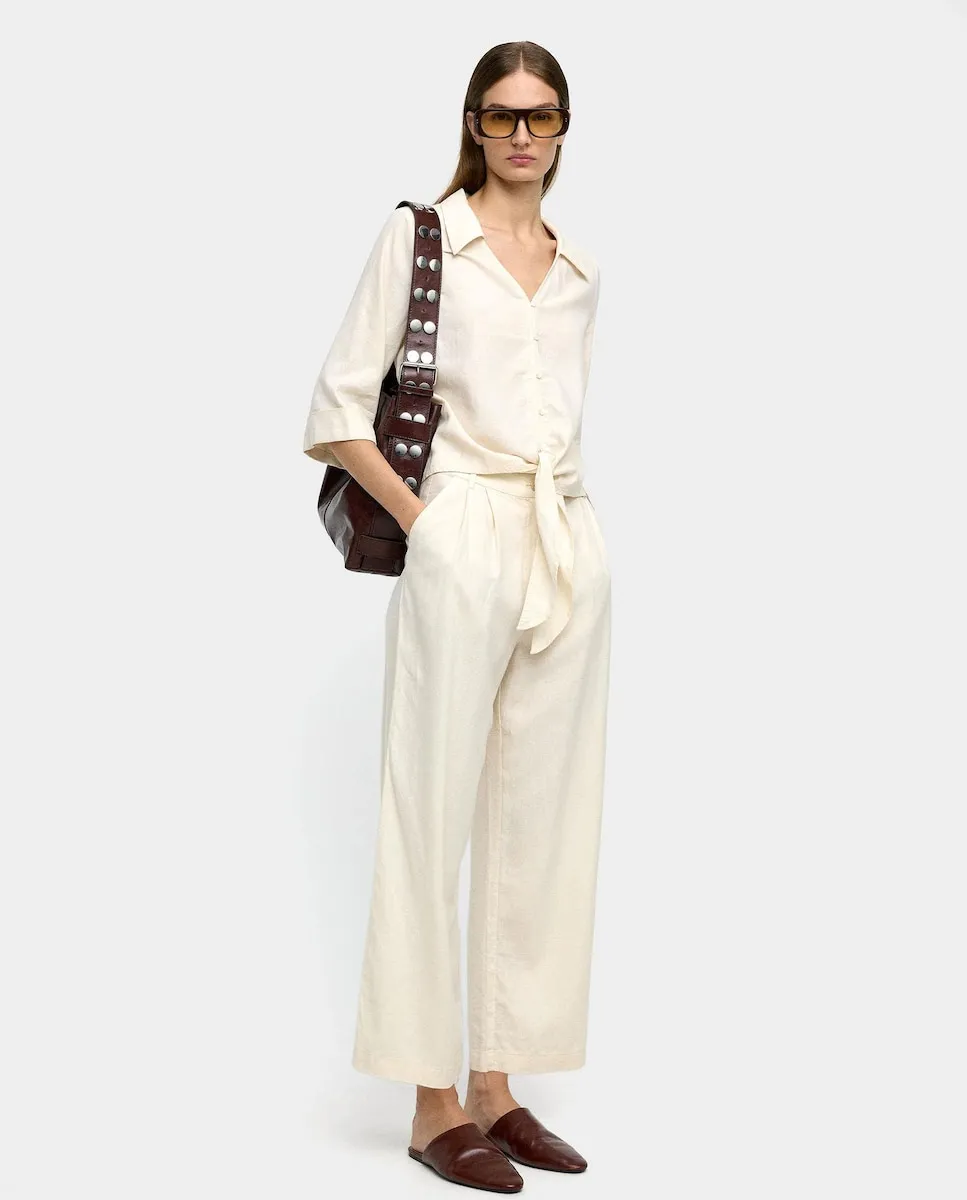 

Женские свободные брюки с петлями на однотонной ткани Parfois, светло-бежевый