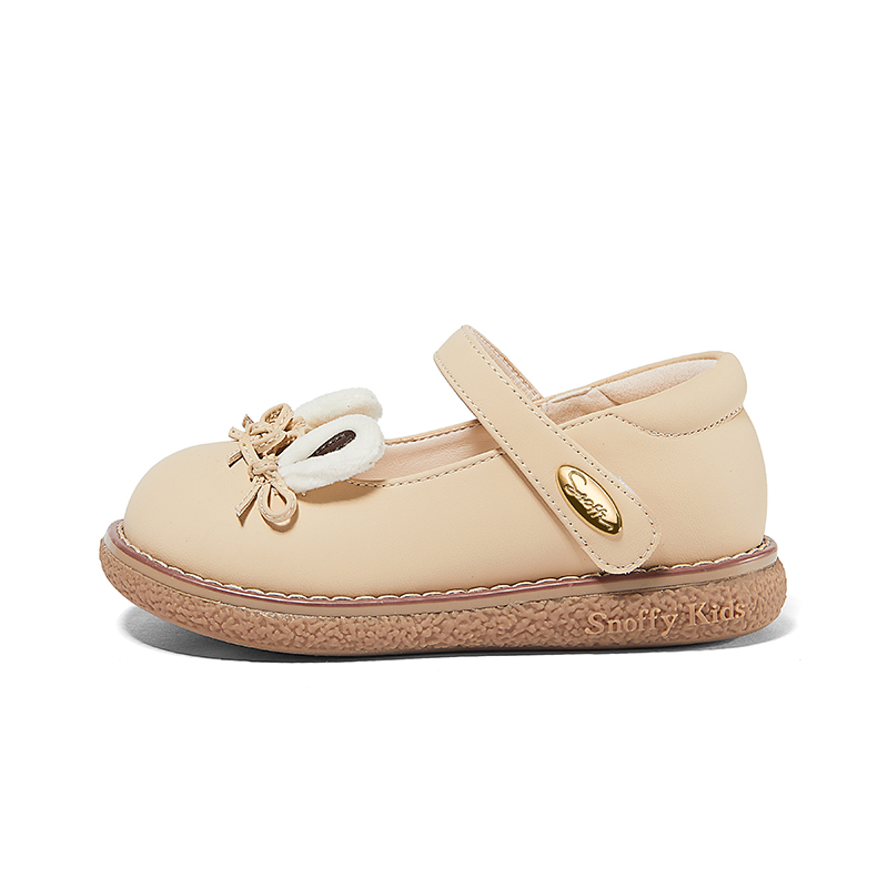 

Противоскользящие износостойкие кожаные туфли для детей Snoffy, Milk Tea