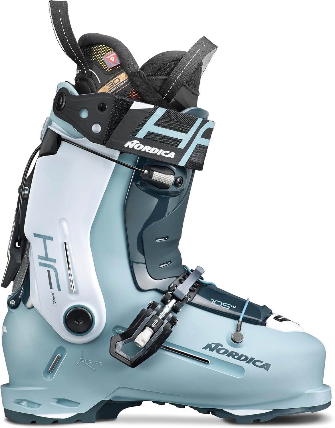 

Женские горнолыжные ботинки Nordica HF Pro 105 W с широкой посадкой и удобным входом, Light Blue/White/Green, Белый, Женские горнолыжные ботинки Nordica HF Pro 105 W с широкой посадкой и удобным входом, Light Blue/White/Green