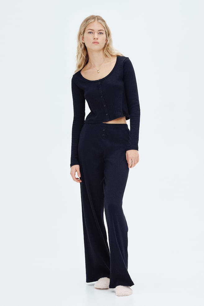 

Пижама из хлопка с ажурным узором H&M, черный