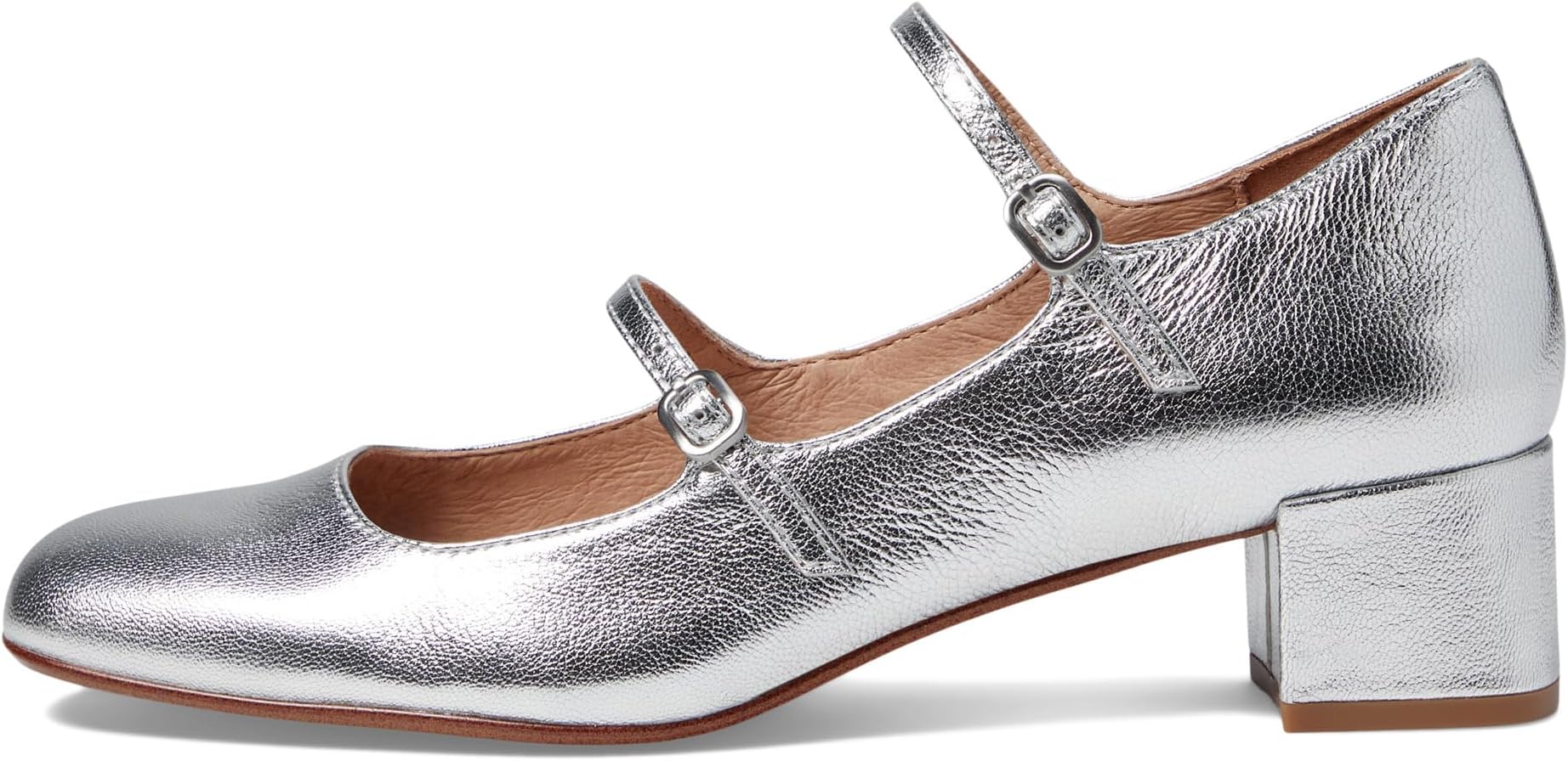 Туфли Madewell The Nettie Heeled Mary Jane in Metallic Leather, цвет Bright Silver — фото 4