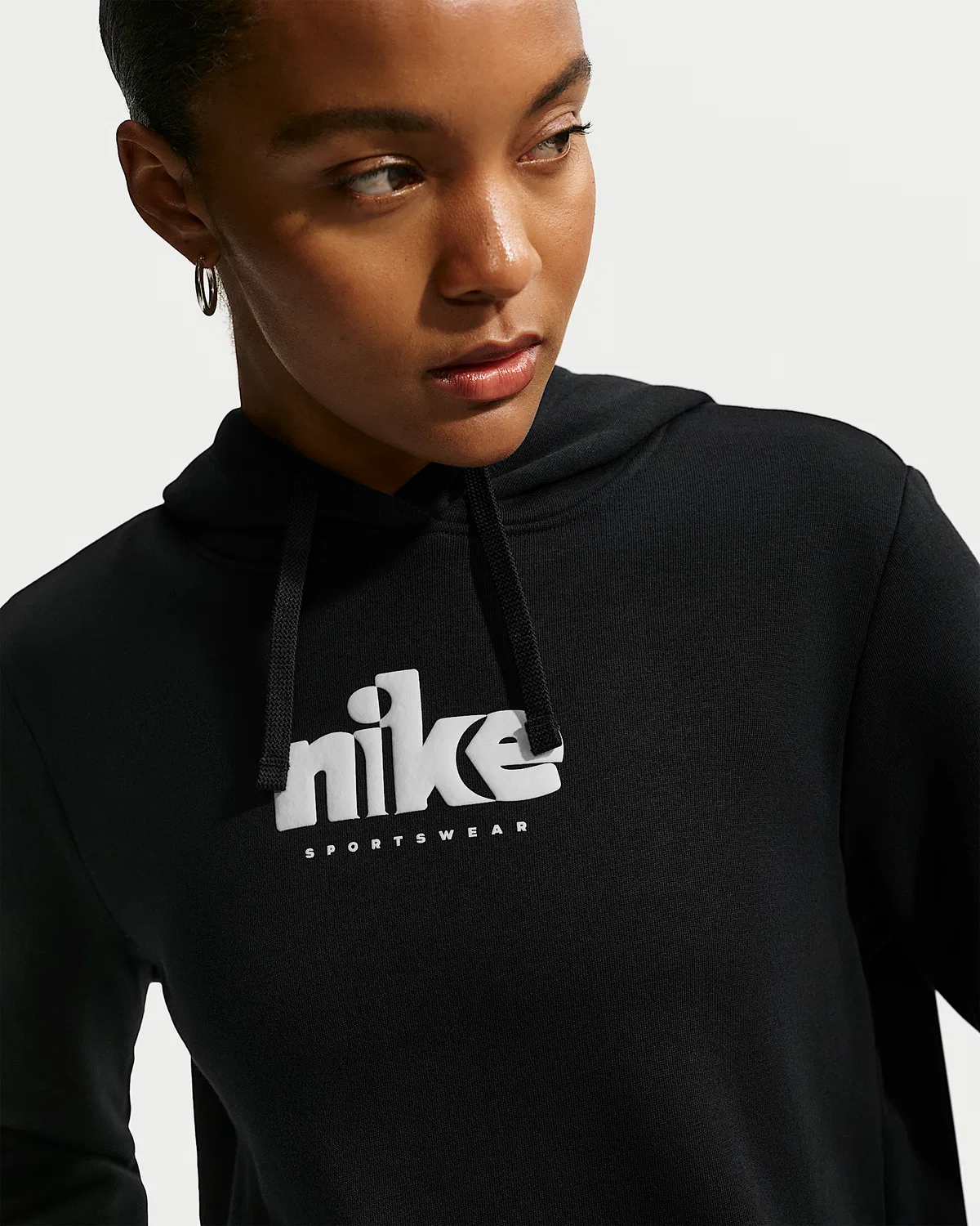 Женская худи с принтом Nike Sportswear Club Fleece, Black/White — фото 3