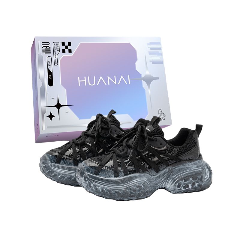

HUANAI Низкие массивные кроссовки унисекс черные, цвет Black