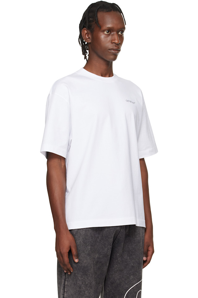 Off-White Белая футболка с логотипом скейтборда в виде половины стрелы — фото 2