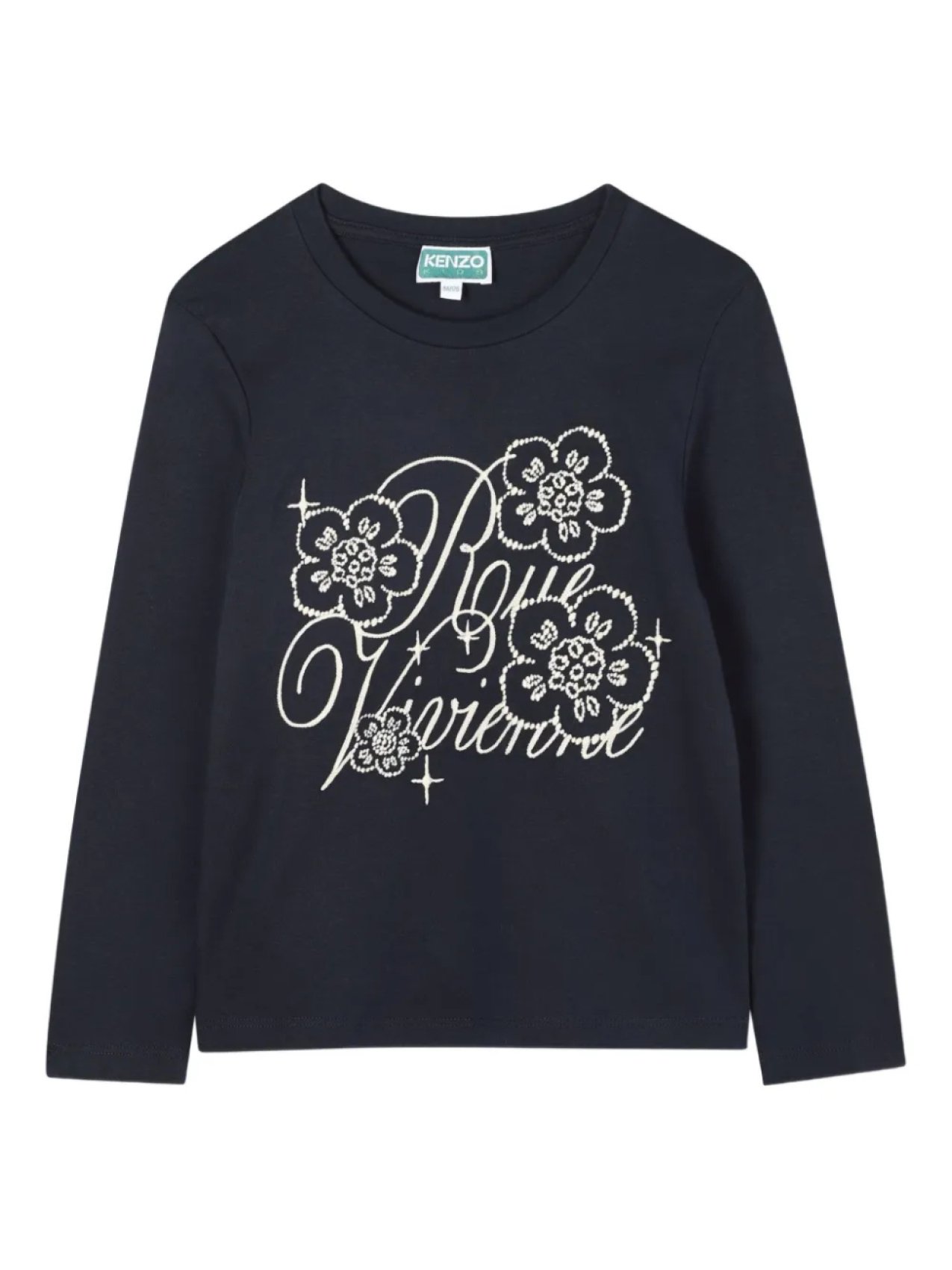 

Футболка с длинными рукавами и цветочным принтом Kenzo Kids, синий