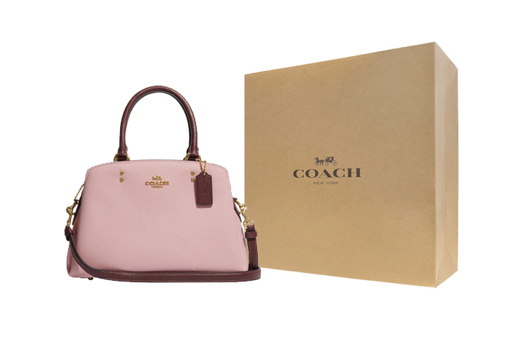

COACH Лилли Кросс-Стич Кожаная Наплечная Сумка Миниатюрная Женская Розовая