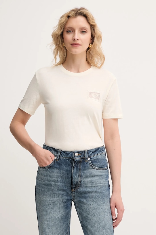 

Хлопковая футболка Twinset, бежевый